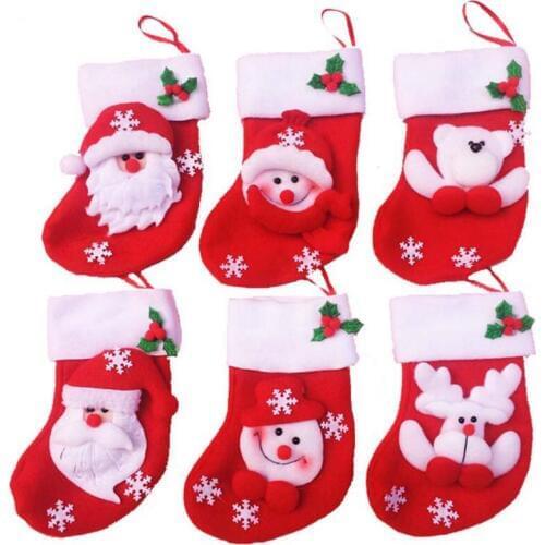 6 pcs mini Christmas stocking / socks candy bag Christmas Gift Bag Navidad Storage Bags Christmas Decoration LW0050