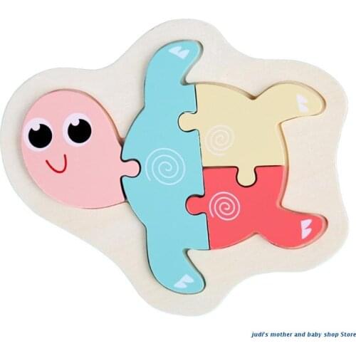67JC 1Set Wooden Animal Puzzle with 6Patterns for Baby Learning & Brain Development Interactive Jigsaw Puzzle 3D Puzzles