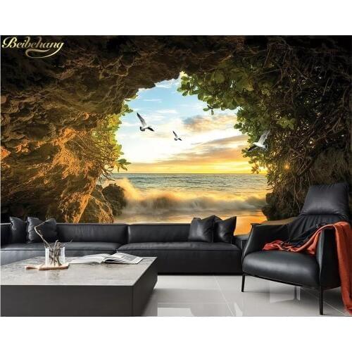Beibehang Custom wall paper mural cave seagull 3D TV background wall papers home decor papel de parede 3d wallpaper