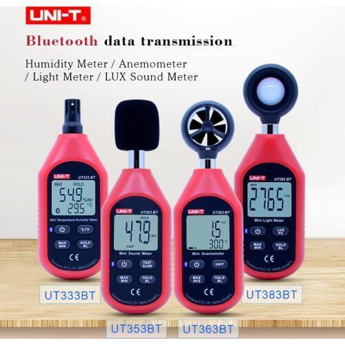 UT333BT Digital humidity meter UT363BT Mini Anemometer UT383BT illuminometer UT353BT Digital sound meter /Bluetooth connection
