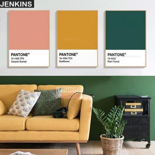 Pantone Color Letters Patterns Wall Art Home Decor Poster Pinky Yellow Green Modern Canvas Painting for Living Room Decorative