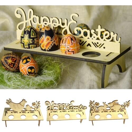 DIY Wooden Rabbit Chick Egg Shelves Easter Decoration For Home Egg Tray Ornament Gifts Happy Easter Party Decoration