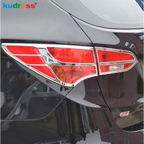 For Hyundai Santa Fe 2013 2014 ABS Chrome Outer Rear Taillight Lamp Decoration Cover Trim Frame Auto Accessories 4pcs