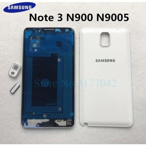 For SAMSUNG Galaxy Note 3 N900 N9005 Full Complete Housing Front Middle Frame Battery Back Cover Door Rear Case + Camera Lens