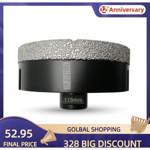 DT-DIATOOL 1pc M14 Dia 115mm Dry Vacuum Brazed Diamond Drilling Core Bit Ceramic Tile Hole Saw Granite Marble Stone Drill Bit