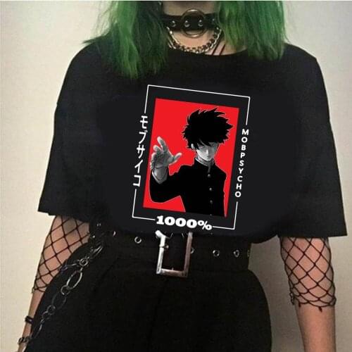 Men Women T-shirt Tops Mob Psycho 100 T-shirt Crew Neck Fitted Soft Anime Manga Tee Shirt Clothes