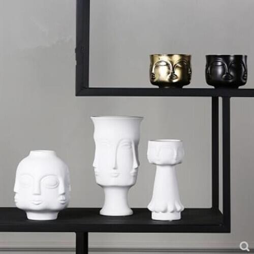 Ceramic face model vase, creative art crafts, home desk decoration, modern furnishings gifts