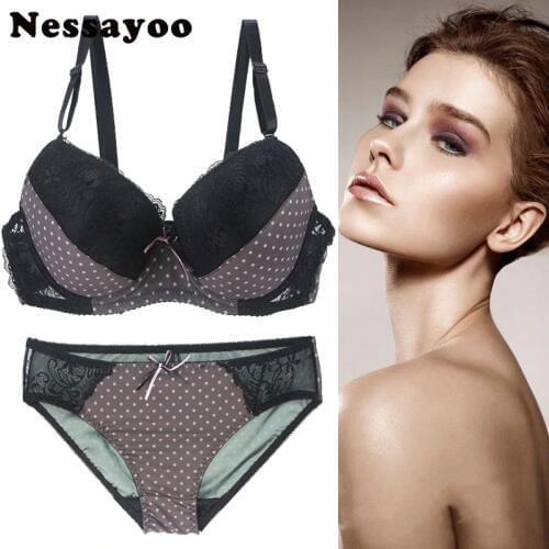 85C 85D 90C 90D 95C 95D Large Size Push Up Bra Set Solid Lace Plus Size Bra Set Sexy Bra and Brief Women Lingerie Panty L XL 2XL