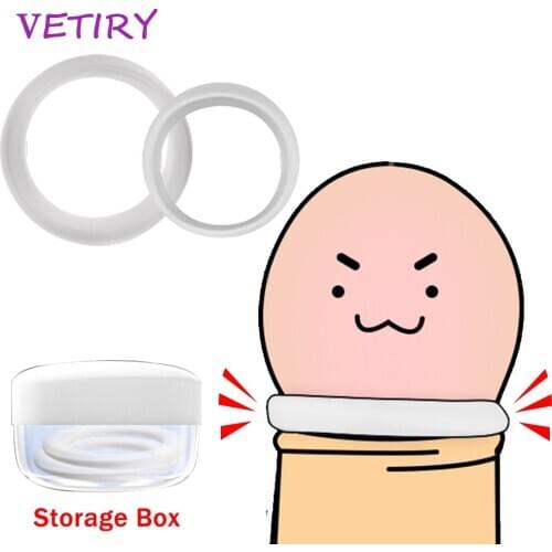 VETIRY 2PCS/Set Foreskin Corrector for Men Resistance Ring Delay Ejaculation Sex Toys Cock Ring Daily/Night Male Penis Stretcher