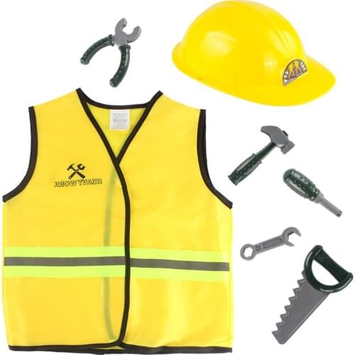 Construction Worker Cosplay Costume with Accessories for Kids
