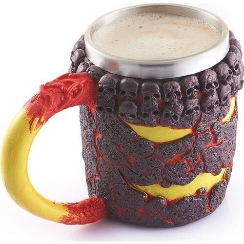 3D Viking Skull Beer Mug Striking Skull Warrior Tankard Gothic Helmet Drinkware Vessel Coffee Cup Christmas Gift With Package
