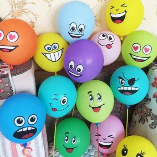 10pcs 12-inch variety of smiley face latex Love dog paw birthday party decoration balloon Childrens day expression symbol toys