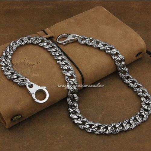 Rocker Fashion Waist Pendant Solid 316L Stainless Steel Cool Mens Biker Rose Flower Wallet Chain 4R013WC -- 14"~36"