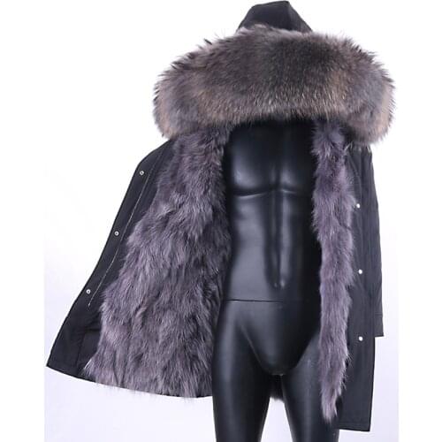 Man Parka 7XL Real Fur Parka Winter Jacket Men Real Raccoon Fur Hooded Coat Nature Raccoon Fur Lining Jackets Man Real Fur Coat