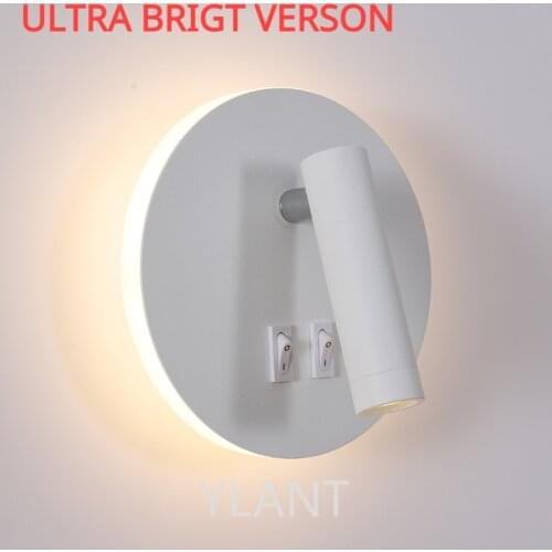 3W 8W wall light backlight 350 degree rotation adjustable wall lamp hotel bedroom bedside study reading sconce lamp With switch