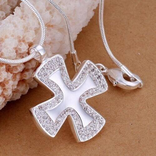 P232 Free Shipping 925 sterling silver Necklace, 925 silver fashion jewelry Quartet Cross /bcgajtna enwanfda