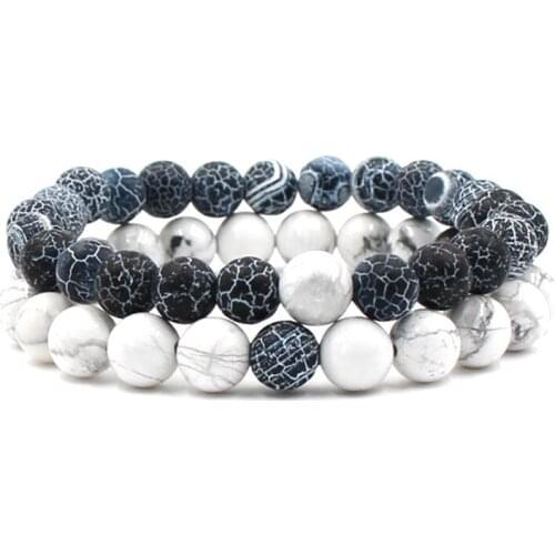 Couples Distance Bracelet Natural Stone Yoga Beaded Bracelet for Men Women Friend Gift Charm Strand Jewelry