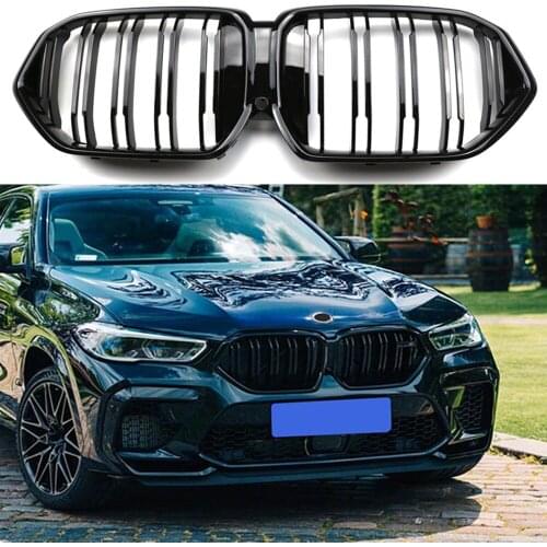 1set Gloss Black Front Bumper Racing Grill Kidney Grilles For New BMW X6 G06 2020+ M Power Performance Auto Accessories