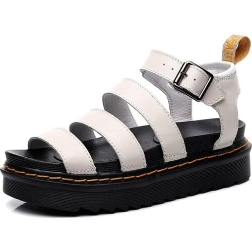 Summer Sandals Woman Flat Platform Sandals Women Soft Leather Casual Open Toe Gladiator Wedges New Madam Shoes