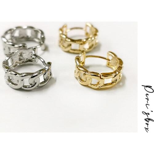 PerisBox Chunky Chain O Shape Hoop Earrings Gold Silver Color Curb Link Geometric Earrings for Women Circle Minimalist Earrings