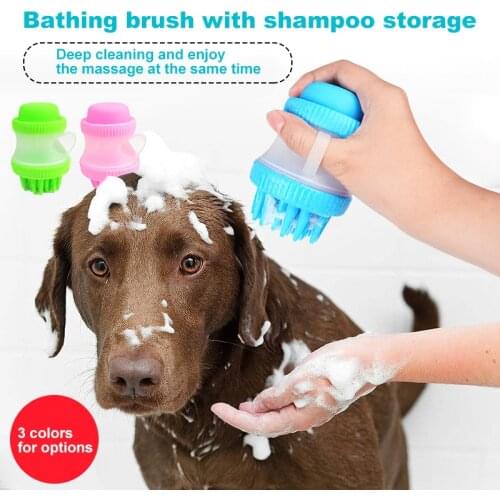 Dog Bath Brush Comb Cleaning Bath Massage Dog Cat SPA Brush Shampoo Grooming Multifunction Silicone Pet Brush Bath Tools for Dog