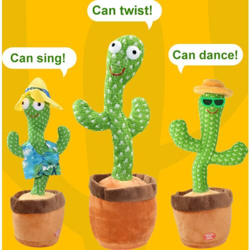 Dancing Cactus Kawaii Plush Toy Singing Dancing Cactus Luminous Voice Interaction Cute Doll Education Kids Toys Home Decoration