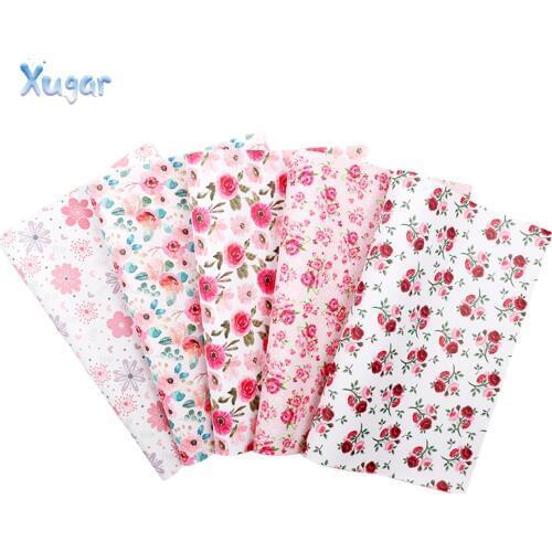 Xugar 22x30cm A4 Flower Synthetic Leather Fabric High Quality Floral Pattern Synthetic Leather DIY Material For Handbag Garments
