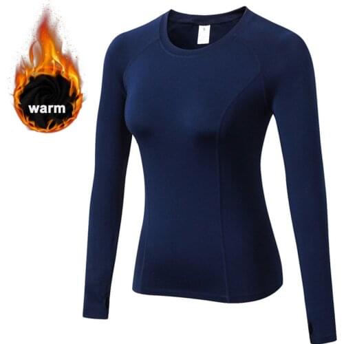 Fleece-lined Running Shirt Women Sports Blouses Yoga Tops Fitness Gym Clothing Training Tight Rashguard Jersey Thermal Underwear
