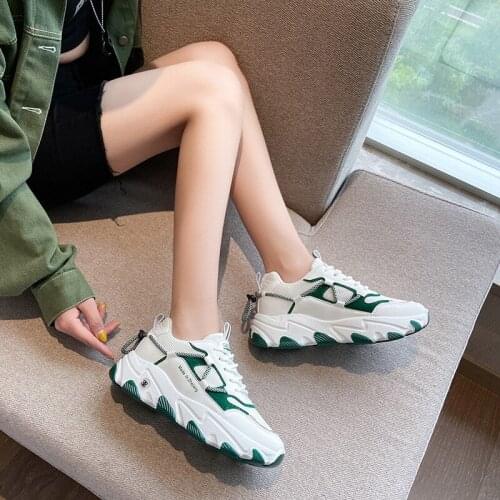 2020 Autumn New All-match Korean Style Thick-soled Increased Womens Shoes Mesh Comfortable Breathable Casual Sneakers