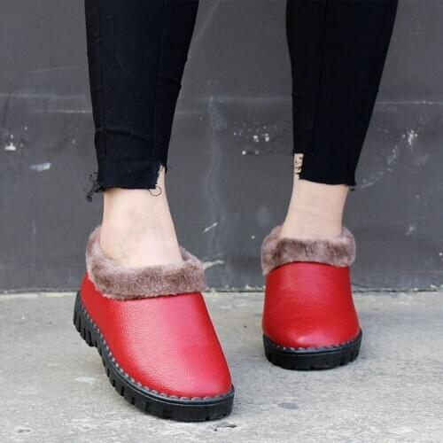 Women Warm Snow Boots Winter Waterproof Ankle Boots Womens Soft PU Leather Woman Comfortable Ladies Short Plush Female Shoes