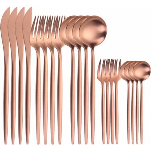 Rose Gold Cutlery Set Dessert Tableware Set Environmentally Friendly Latware Kitchen Utensils Tea Spoon Knife Fork Dinnerware