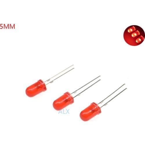100PCS F5 5MM ROUND RED LED 5 MM Light Emitting Diode Red Turn Red LED LIGHT DIP 2PIN