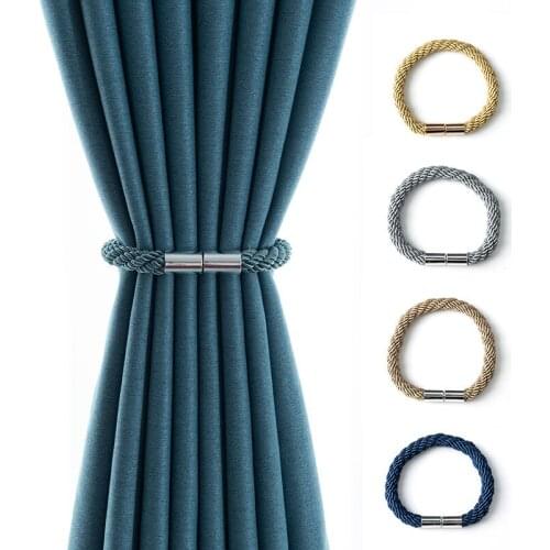 2PCs High-Strength Magnetic Cylinder Curtain Bandage Punch-Free Four Ring Curtain Buckle Nordic Curtain Rope curtains
