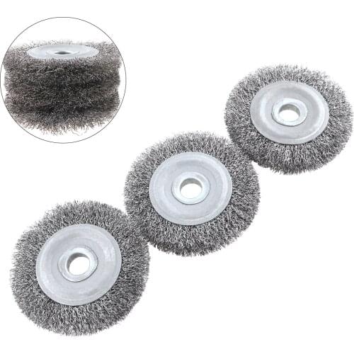 3pcs 100mm Diameter Stainless Steel Wire Polishing Brush Wheel Set with 16mm Hole and Parallel Shape for Polished Derusting