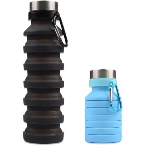 5PCS 550ML Collapsible Water Bottle Portable Silicone Collapsible Water Bottle Outdoor Folding Sports Water Bottle