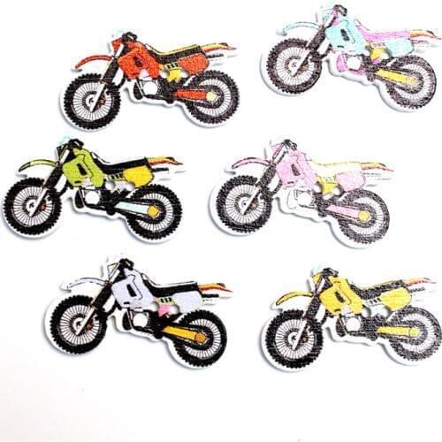 50pcs Mixed 31mm Motorcycle Wooden Buttons For Clothes Needlework Scrapbooking Crafts Diy Sewing Accessories Wood Decoration
