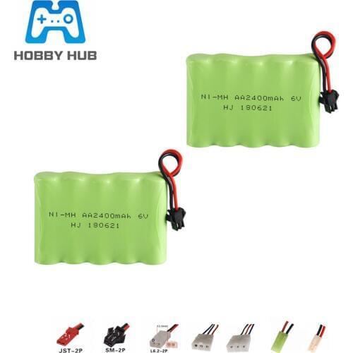 6V 2400mAh NI-MH Battery For RC toys Car boats guns robots nimh aa 6v Rechargeable Battery pack 2pcs for rc boats