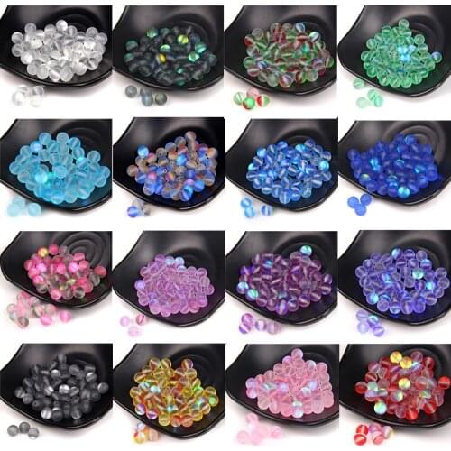 8MM Matte MoonStone Frosted Austrian Crystal Round Loose Spacer Beads For Jewelry Craft Making DIY Bracelet Necklace Ear Studs