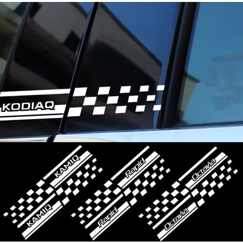 Car Styling B Pillars High Quality PVC Vinyl Decor Stickers For skoda Octavia Rapid Fabia Superb Kodiaq Scala Karoq Kamiq