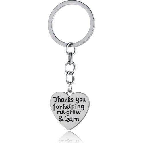 12PC Wholesale Thank You For Helping Me Grow Learn Keychain Keyring Family Teacher Friend Teachers Day Love Key Ring Gift Charm