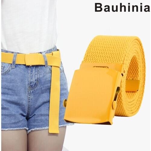 Bauhinia brand explosion canvas unisex woven pants belt alloy smooth buckle casual youth student canvas belt