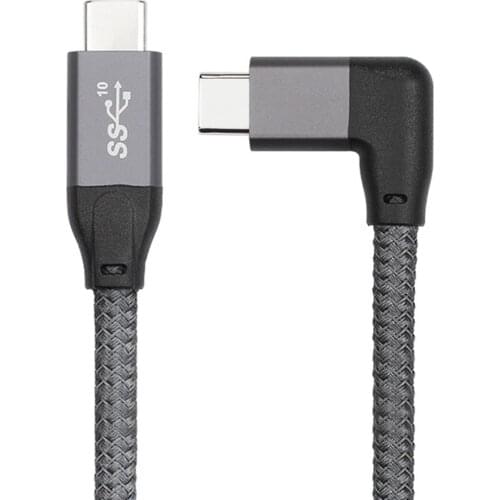 Cablecc 10Gbps USB-C USB 3.1 Type C Gen2 Male Data Video 100W Cable 90 Degree Left Right Angled with E-marker