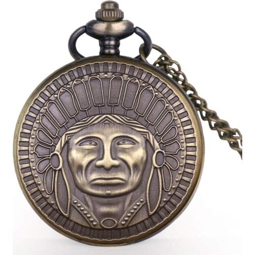 Unique Old Man Sculpture Pattern Pocket Watch Quartz Pocket Watch Gift Clock Mens Women Theme Necklace Jewelry Pendant Vintage