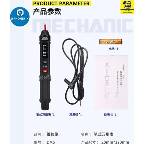 Mechanic MD5 Digital Multimeter Pen Type Meter 5999 Counts with Non Contact AC/DC Voltage Resistance Capacitance Hz Tester Tool