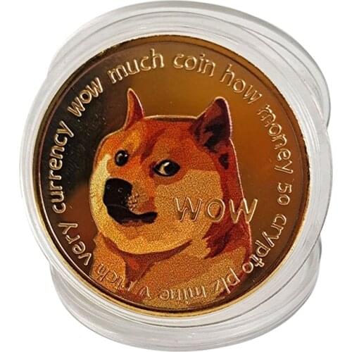 Gold Silver Plated Dogecoin Commemorative Coins Cute Dog Pattern Beautiful Souvenir Collection Gifts Desktop Ornaments Creative