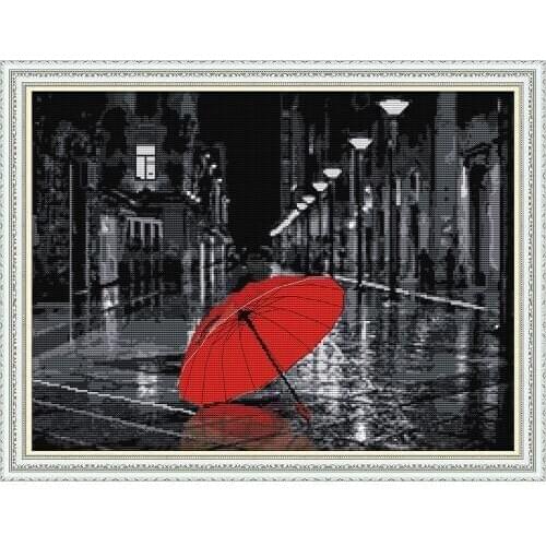 The Streets After The Rain Ecological Cotton Chinese Cross Stitch Kits 14CT 11CT Stamped Printed DIY Wedding Decoration For Home