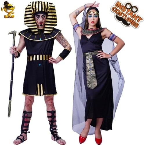 Carnival Costumes Cosplay Men Egyptian Pharaoh Costume Women Egypt Egyptian Queen Dress Role Play Halloween Party Fancy Dress Up