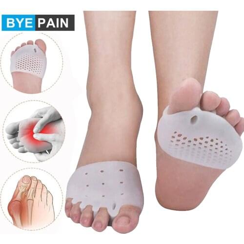 1 Pair Soft Silicone Toe Pads Forefoot Shock Absorption Anti Slip Resistant Metatarsal Pad Forefoot Pad Feet Bunion Pain Ease
