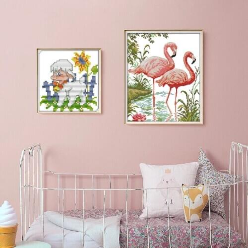 Cute goat Cross Stitch Kits pattern Printed canvas Fabric Animal Embroidery Needlework set Easy 14CT dmc Cross-stitch Handmade