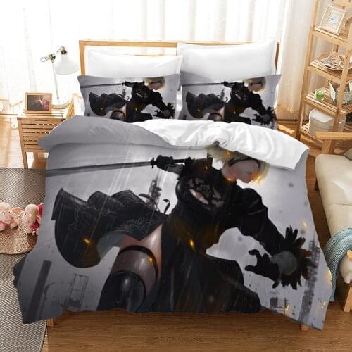 Home Spin Action Adventure Game Series Pattern Fashion Black Duvet Quilt Cover Pillowcase Bedding Set Teenager Bedroom Decor